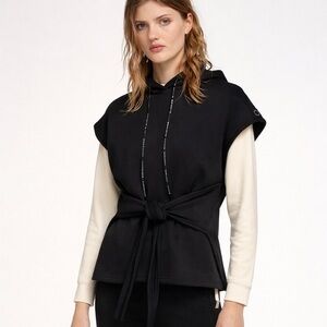 Scotch & Soda Black Tie Waist Sleeveless Hoodie XS Minimalist Athleisure Chic